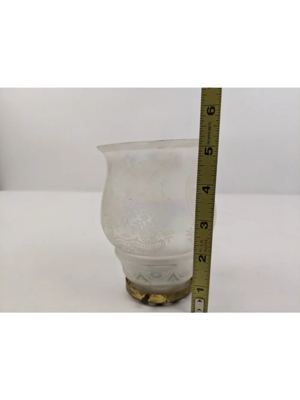 Antique Vintage Frosted Etched Glass Lamp Light Globe Shade Floral Swirl